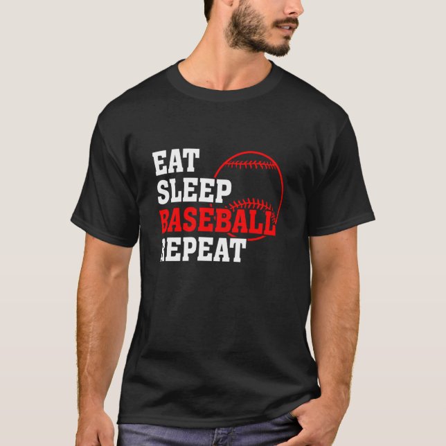 Camiseta Coma Beisebol Repetitivo De Sono Jogador Baseball (Frente)