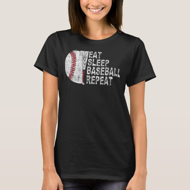 Camiseta Coma Beisebol Repetitivo De Sono Jogador Baseball (Frente)