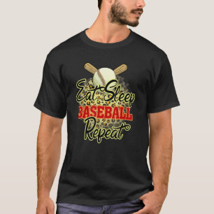 Camiseta Coma Beisebol Repetitivo Repetitivo Leopardo Cute