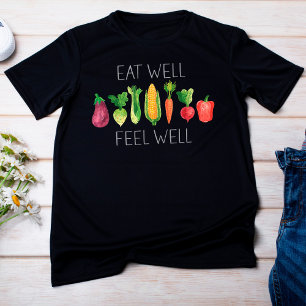 Camiseta Coma Bem Sinta-se Bem Legumes Orgânicos Aquarela