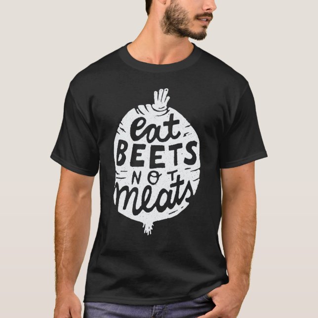 Camiseta Coma Beterrabas Não Carnes Roupas Veganas Pelo Dha (Frente)