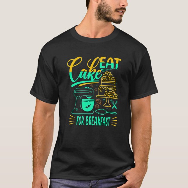Camiseta Coma Bolo Para Café Da Manhã Para Ventiladores De  (Frente)