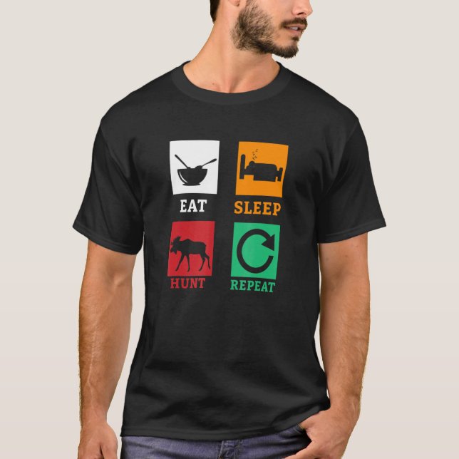 Camiseta Coma Caça Ao Sono Repete Caça Com Solos Caçando Co (Frente)
