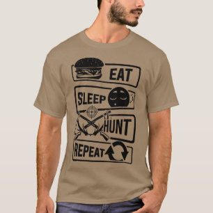 Camiseta Coma Caça ao Sono Repete caçador caçador caçador c