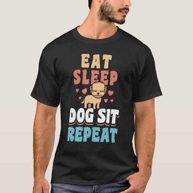 Camiseta Coma Cachorro Sentado Repetir Cachorro Cachorro Pe (Frente)