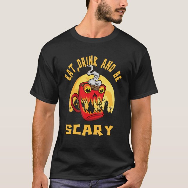 Camiseta Coma café com bebida e seja um monstro assustador  (Frente)