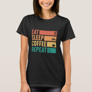 Camiseta Coma Café De Sono Repetir Engraçado Vintage Café