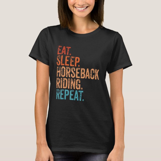 Camiseta Coma Cavalo de Dormir Andando Cavalos de Corrida R (Frente)