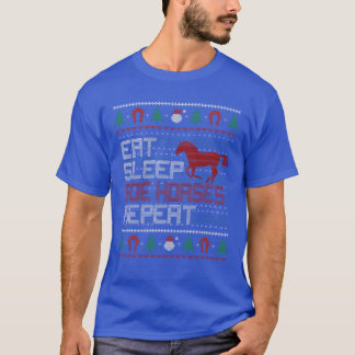 Camiseta Coma Cavalos do Sono Repetir Cavalo de Natal Feio