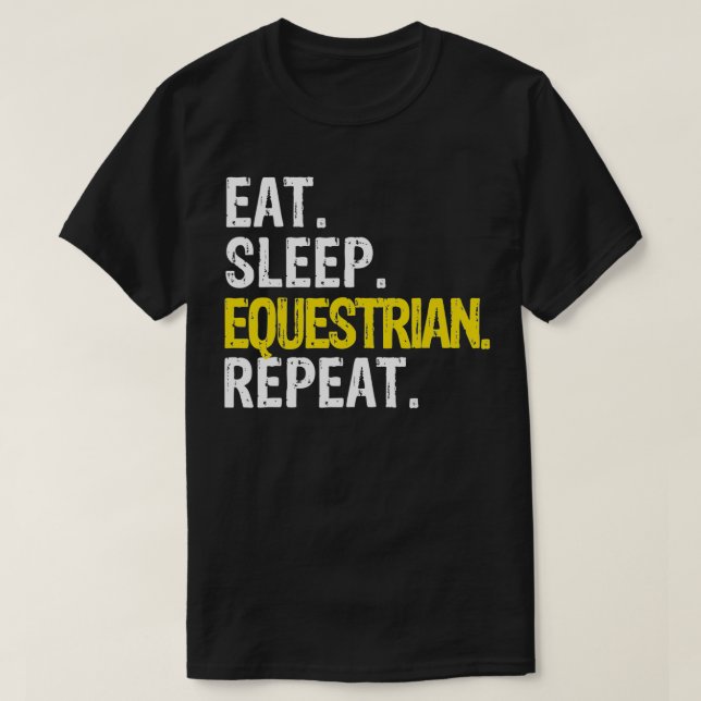 Camiseta Coma Cavalos Repetitivos Equestres Do Sono (Frente do Design)