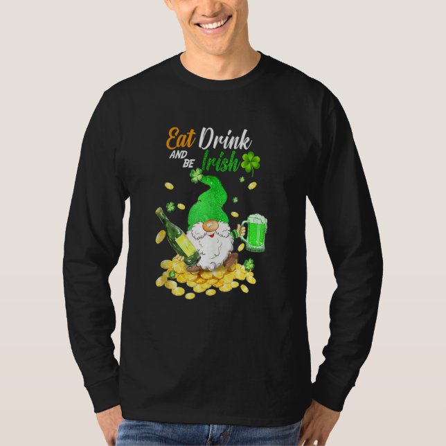 Camiseta Coma Cerveja Verde E Seja Rua Feliz Irlandês Patri (Frente)