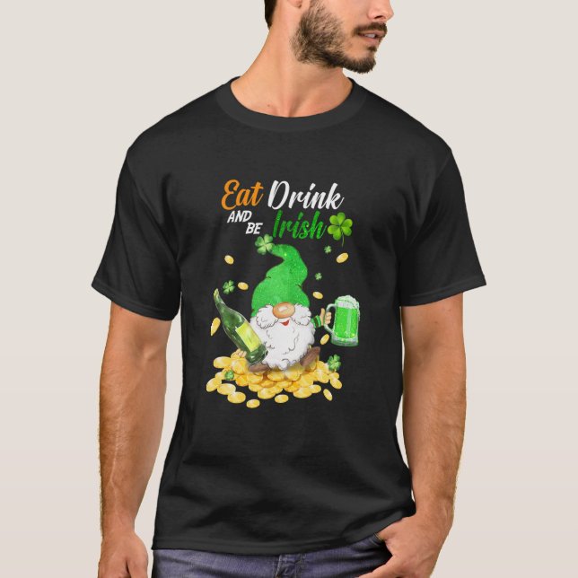Camiseta Coma Cerveja Verde E Seja Rua Feliz Irlandês Patri (Frente)
