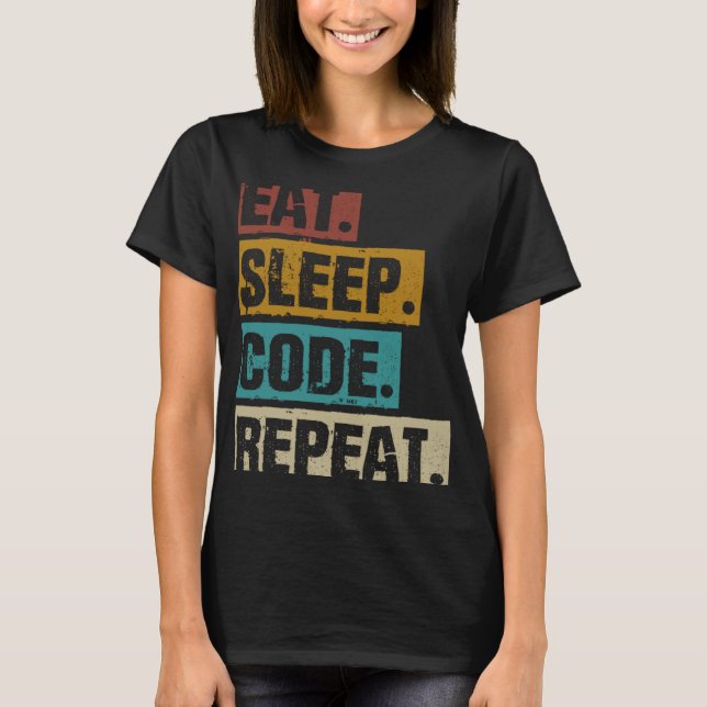 Camiseta Coma Código de latência Repetir Codificação Comput (Frente)