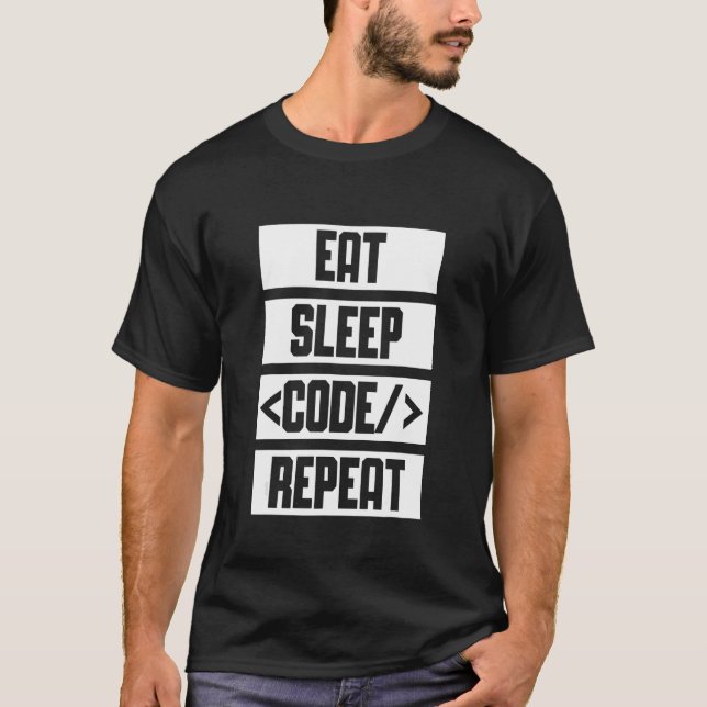 Camiseta Coma Código de latência Repetir Codificação Progra (Frente)