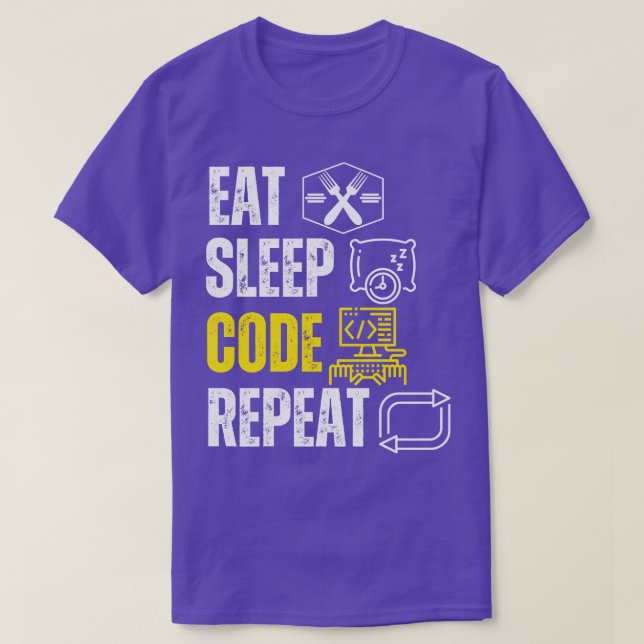 Camiseta Coma código de sono repita amantes engraçados de c (Frente do Design)