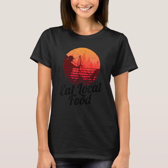 Camiseta Coma Comida local Bowhun Retro Hunter 80s (Frente)