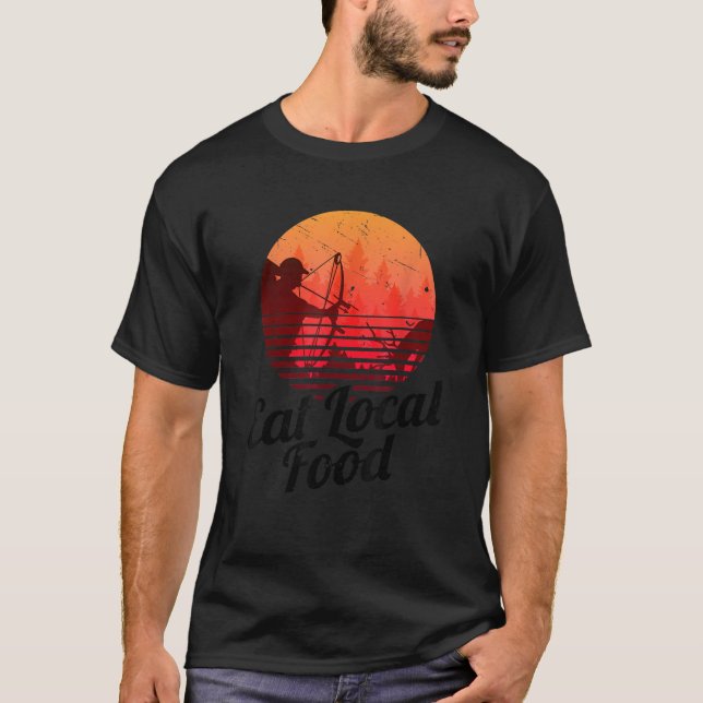 Camiseta Coma Comida local Bowhun Retro Hunter 80s (Frente)