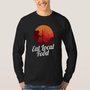 Camiseta Coma Comida local Bowhun Retro Hunter Deer Hunter