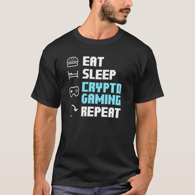 Camiseta Coma Criptografia De Jogos Repetir Blockchain Nft  (Frente)