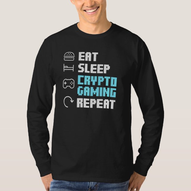 Camiseta Coma Criptografia De Jogos Repetir Blockchain Nft  (Frente)