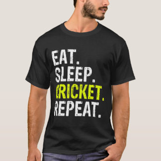 Camiseta Coma Críquete do Sono Repetir Presente Esportivo T