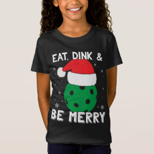 Camiseta Coma Dink E Seja Feliz Pickleball Santa Hat Engraç