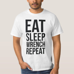 Camiseta Coma, Dorme, chave inglesa, Repetir
