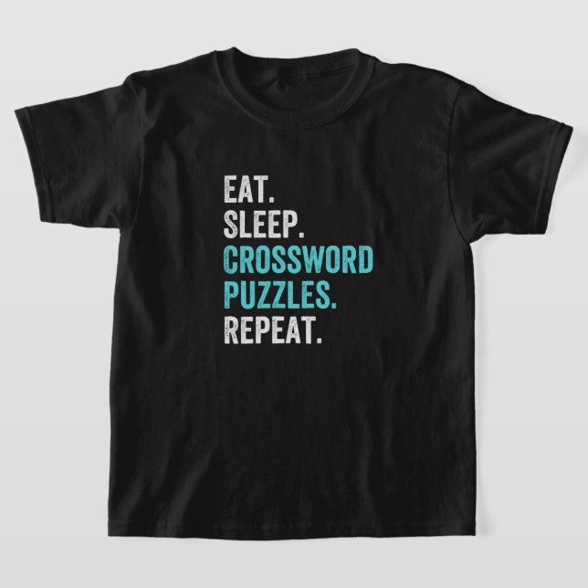 Camiseta Coma. Dorme. Quebra-cabeça de palavras cruzadas. R (Postura )