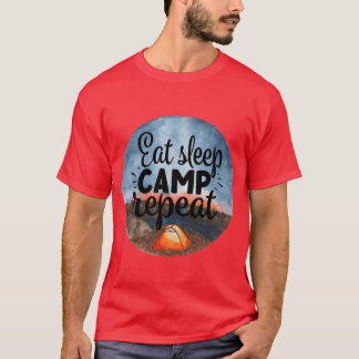 Camiseta Coma Dormir Acampamento Repita Aventura Acampament