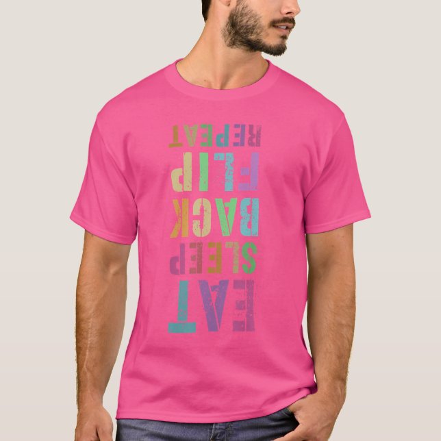 Camiseta Coma Dormir Back Flip Repita Equipe de Cheerleadin (Frente)