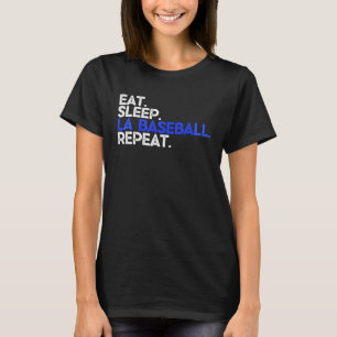 Camiseta Coma Dormir Beisebol de LA Repita Eu Fã de Los Ang