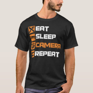Camiseta Coma Dormir Câmera Repetir Fotografia Fotógrafo