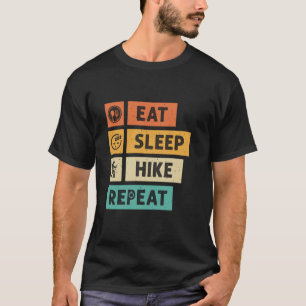 Camiseta Coma Dormir Caminhar Repetir Fun Hiker Vintage Ret