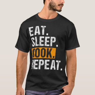Camiseta Coma Dormir Cozinhar Repita Amante da Culinária Pa