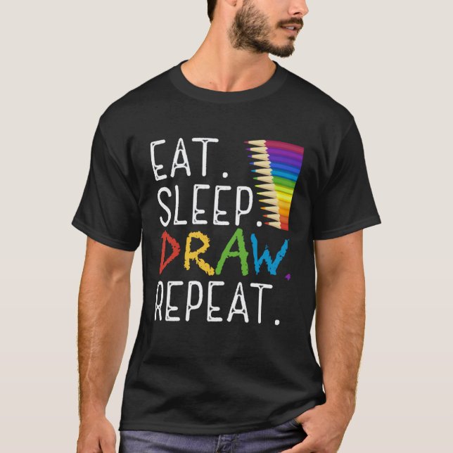 Camiseta Coma Dormir Desenhar Repita Pintar  Professor Pint (Frente)