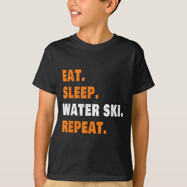 Camiseta Coma dormir esqui aquático repita  (Frente)