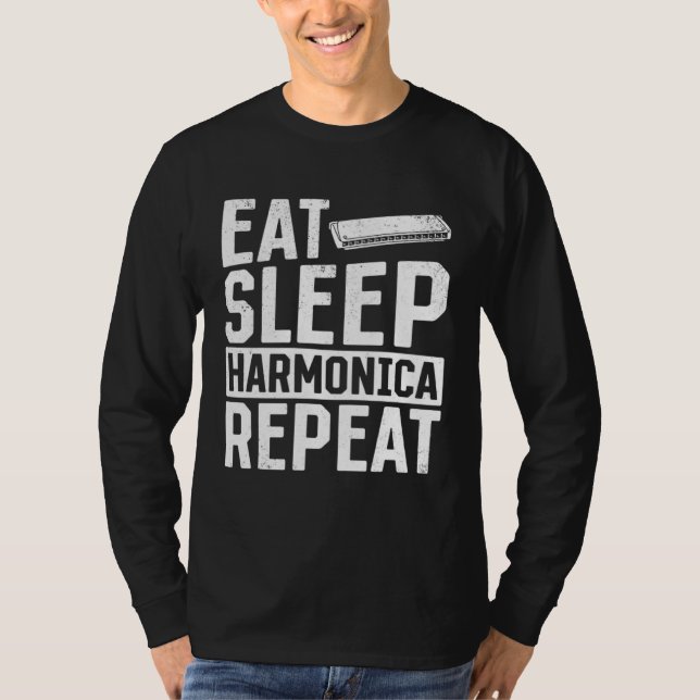 Camiseta Coma Dormir Harmônica Repita  Harmônica (Frente)