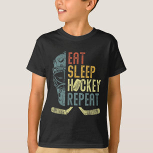 Camiseta Coma Dormir Hóquei Repetir Crianças Adulto Hóquei