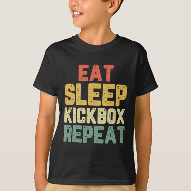 Camiseta Coma Dormir Kickbox Repetir Kickboxing Kick Boxing (Frente)