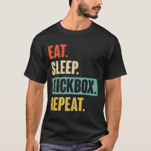 Camiseta Coma Dormir Kickbox Repetir Retro Kickboxing Boxe 
