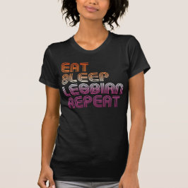 CAMISETA COMA DORMIR LÉSBICA REPITA DESIGN RETRÔ