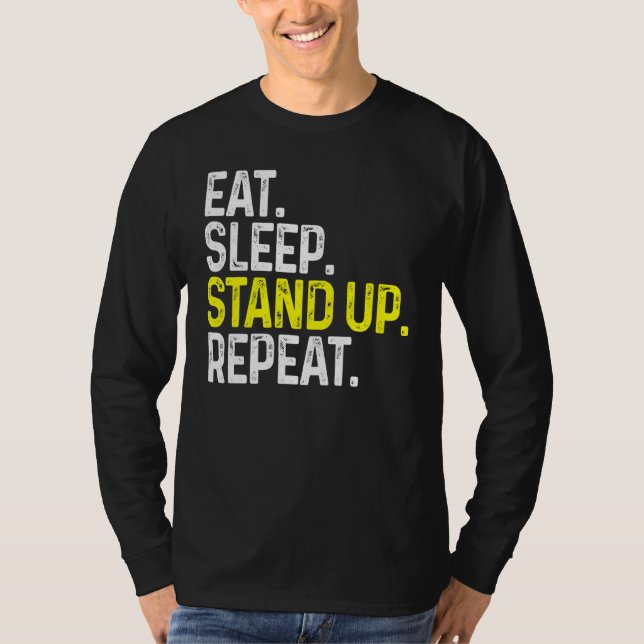 Camiseta Coma Dormir Levante Repetidamente Comédia (Frente)