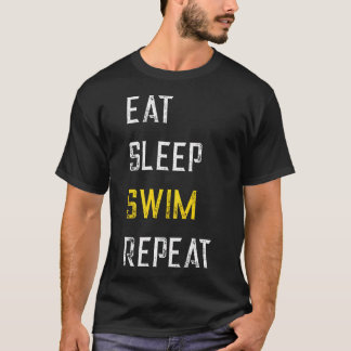 Camiseta Coma Dormir Nadar Repetir Dito Divertido Amante de
