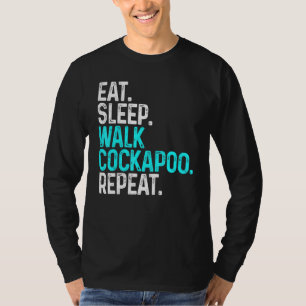 Camiseta Coma Dormir Passeando Cockapoo Cachorro Engraçado 