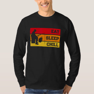 Camiseta Coma Dormir Repetição Da Pesca Do Pescador De Gelo