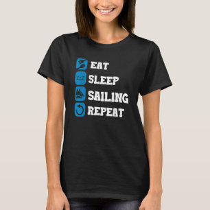 Camiseta Coma Dormir Repetir Vela Capitão Vela Âncora