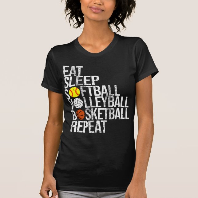 Camiseta Coma Dormir Softball Voleibol No Basquete Repete F (Frente)