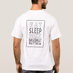 Camiseta Coma, durma, acordar, desenho moderno de beisebol