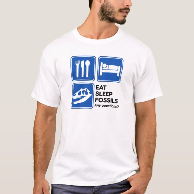 CAMISETA COMA, DURMA, FÓSSEIS (Frente)