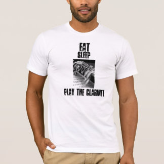 Camiseta Coma, durma, jogue o clarinete,